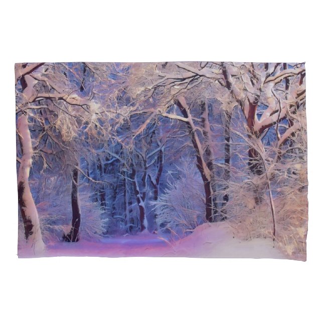 Cenário de inverno com aquarela de árvores nevadas (Frente)