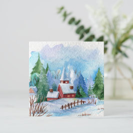 Cenário de paisagem em aquarela de inverno aconche