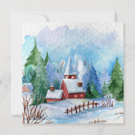 Cenário de paisagem em aquarela de inverno aconche
