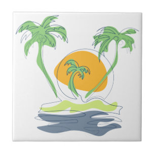 Cenário de praia de ilha tropical. Árvore de palme