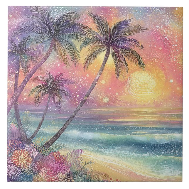 Cenário de praia sonhador e tropical (Frente)