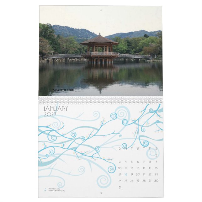 Cenas de Japão calendário de 12 meses (Jan 2027)