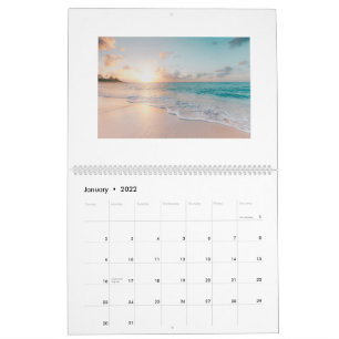 Cenas de Praia Calendário de 12 meses Adicione sua