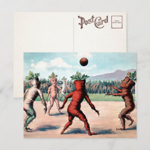 Cenouras Vitorianas Jogando Bola Cartão Postal 