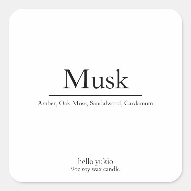 Cera de soja quadrada mínima de etiqueta de velas (Frente)