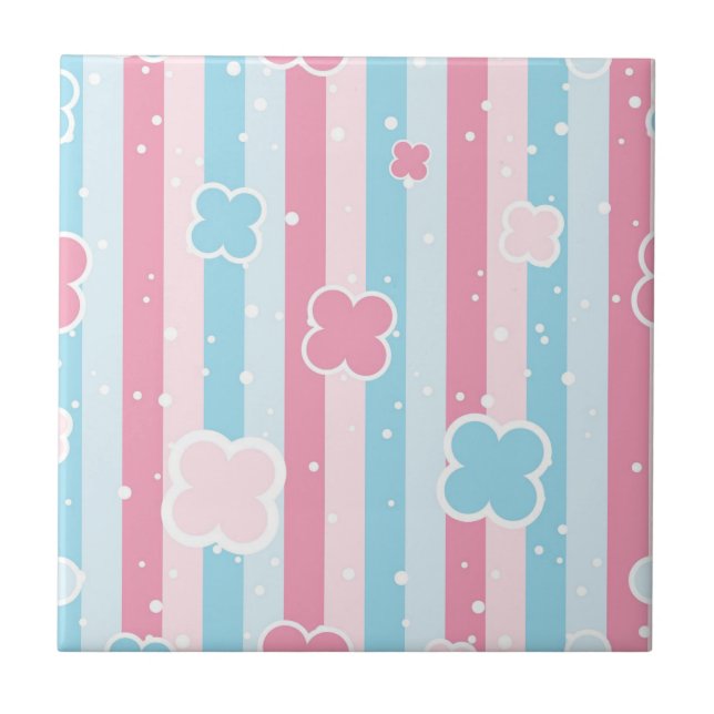 Ceramic Tile  Blue Pastel Stripe  (Frente)