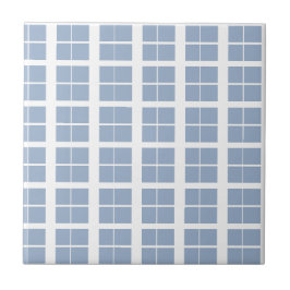 Ceramic Tile Blue & White Stripe Square