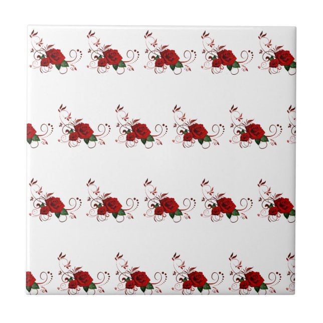 Ceramic Tile Floral Red Rose (Frente)