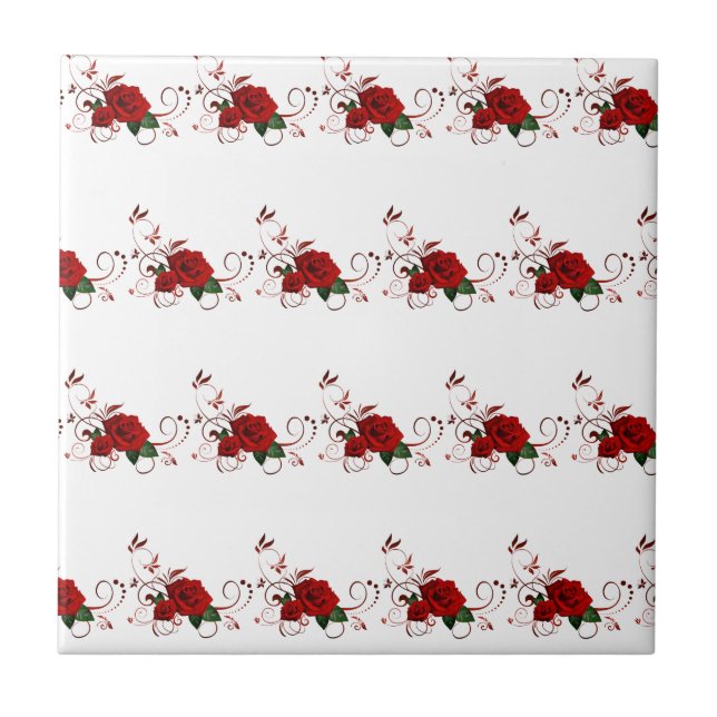 Ceramic Tile Floral Red Rose (Frente)