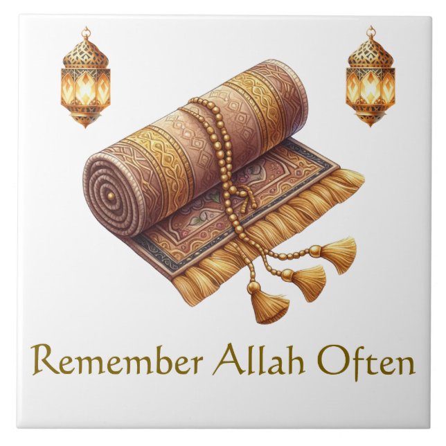 Ceramic Tile-Islamic Prayer Mat – Tasbeeh Design (Frente)