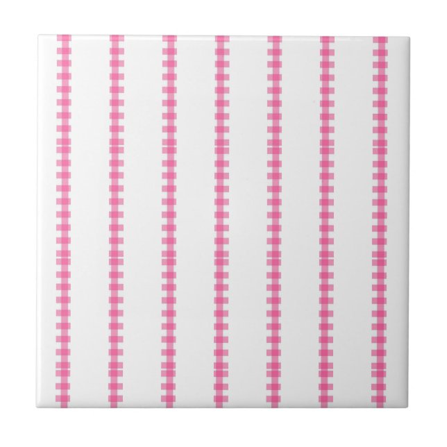 Ceramic Tile Pink & White Stripe Square (Frente)