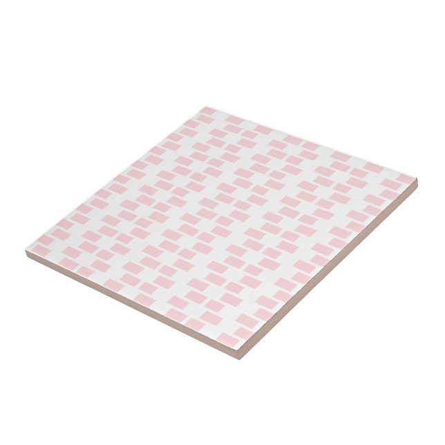 Ceramic Tile Pink & White Stripe Square (Lateral)