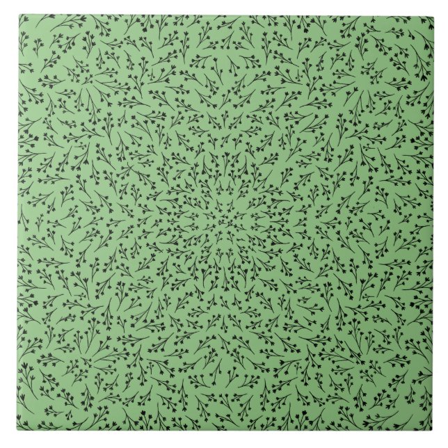 Ceramic Tile Sage Green Botanical Vine Decor (Frente)