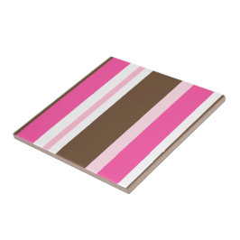 Ceramic Tile Stripe Chic Brown & Pink Stripe