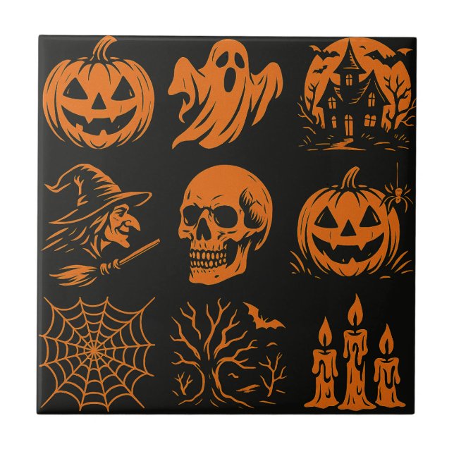 Ceramic tiles with various Halloween-themed images (Frente)