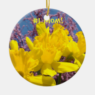 Cerâmica #1 MÃE! ornamento pendurado FLORES DE NARCISO DAS 