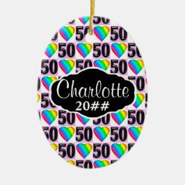 CERÂMICA 50º CORAÇÃO DE AMOR PERSONALIZADA E ORNAMENTO DATA