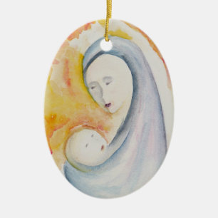 Cerâmica A primeira Madonna e o Ornamento Infantil de Natal