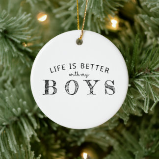Cerâmica A Vida É Melhor Com Meu Ornamento De Meninos