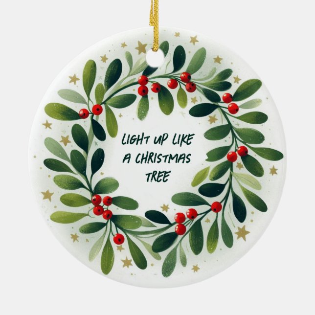 Cerâmica Acenda-se como um Ornamento de Árvore de Natal (Traseira)