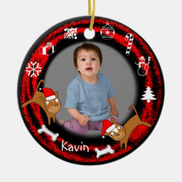 Cerâmica Adicione o ornamento do vermelho do filhote de