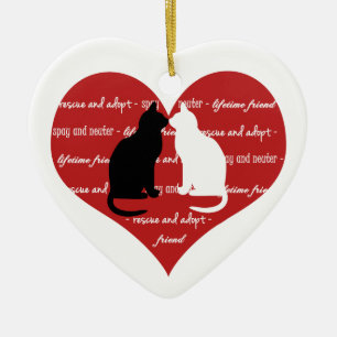 Cerâmica Adoção de gatos, ornamento cardíaco de resgate