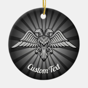 Cerâmica Águia cinza com duas Cabeças de ornamento cerâmico