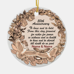 Cerâmica Aniversário de 50 anos de Casamento Ornamento