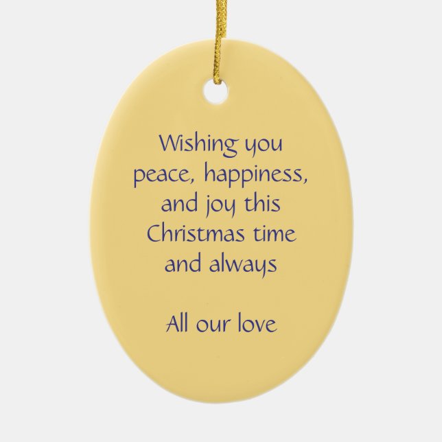 Cerâmica Anjo de Natal paz, felicidade e ornamento de alegr (Frente)