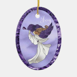 Cerâmica Anjo em ornamento cerâmico de vidro púrpura
