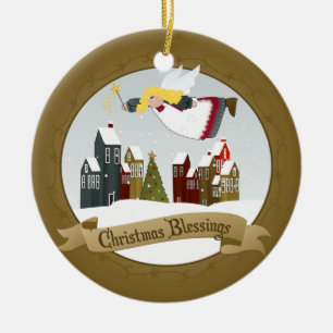 Cerâmica Anjo Natal Ornamento de Árvore Feriada