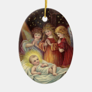 Cerâmica Anjos com Ornamento de Jesus Cerâmico