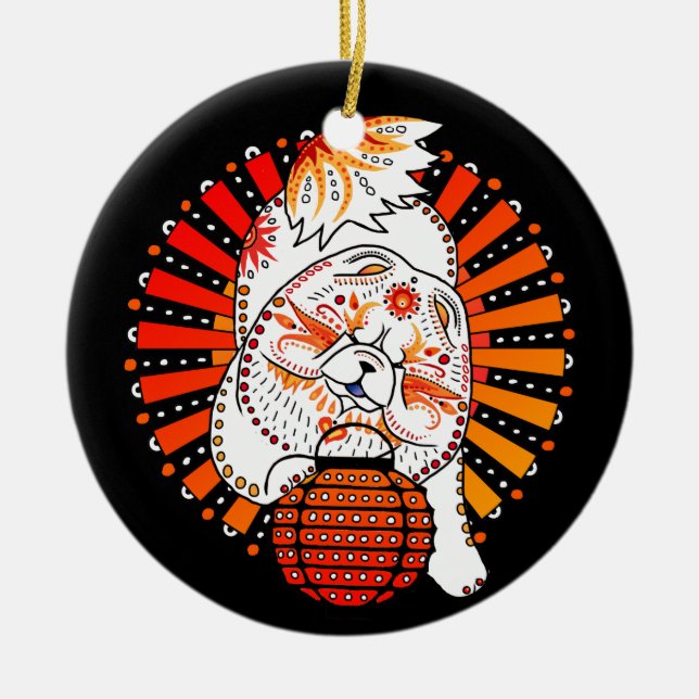 Cerâmica ANO DO DOG - MI TANG - Ornamento de férias de vaca (Frente)