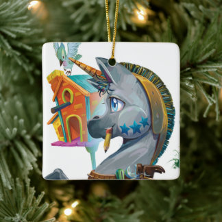 Cerâmica Arty constrói um ornamento de feriado de Birdhouse