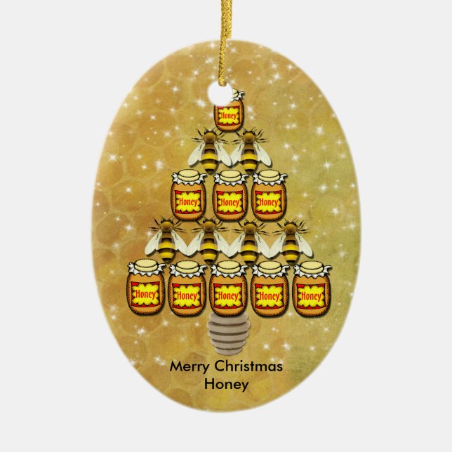 Cerâmica Árvore de Natal de Bee & Honey Jars - Ornamento (Frente)