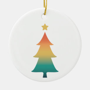 Cerâmica Árvore de Natal em ornamento cerâmico cremoso