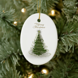 Cerâmica Árvore de Natal Espiral Verde Moderna, ornamento r