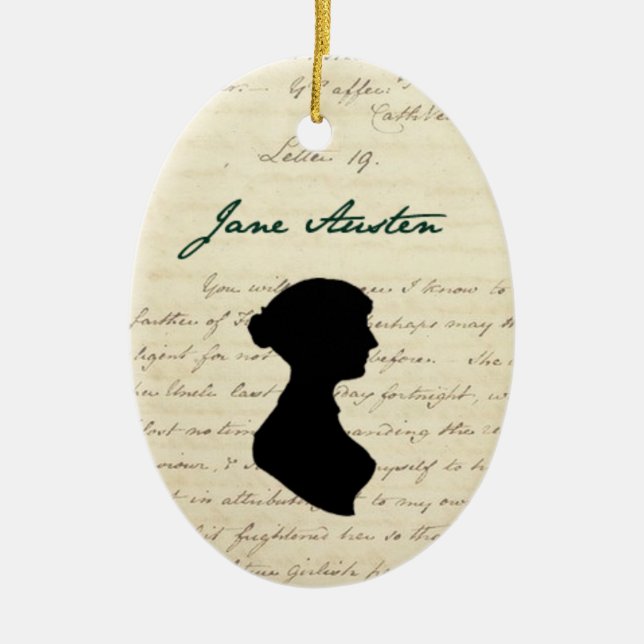 Cerâmica Assinatura de Jane Austen & ornamento da silhueta (Frente)