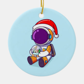 Cerâmica astronauta de natal de ornamento