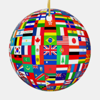 CERÂMICA BANDEIRAS DO MUNDO DO ORNAMENTO DA ÁRVORE DE NATAL