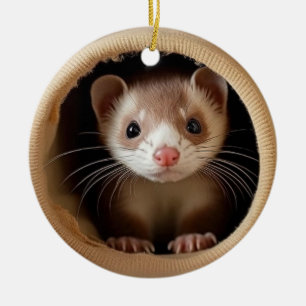 Cerâmica Bebê Ferret Face - Ornamento de Furões Bonitos