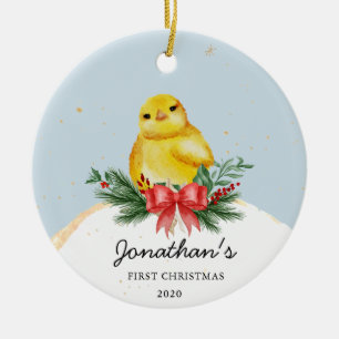 Cerâmica Bebê Galinha Primeiro Ornamento de Natal