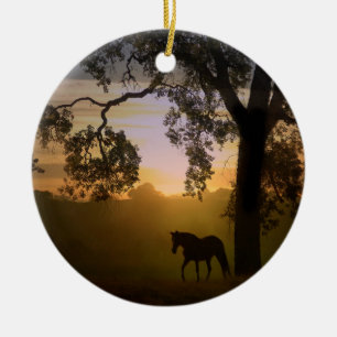 Cerâmica Belo cavalo em ornamento de terra firme/carvalho