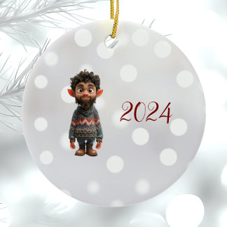 Cerâmica Belo ornamento Cerâmico de Elf de Natal, Cara