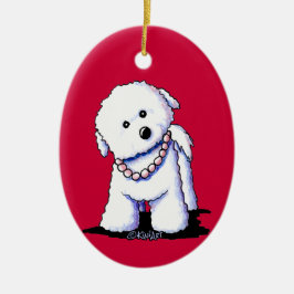 Cerâmica Bichon Em Ornamento De Pérolas