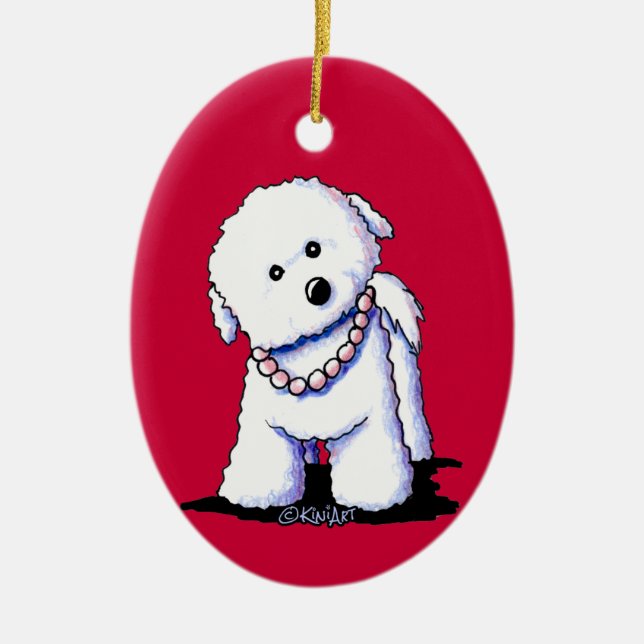 Cerâmica Bichon Em Ornamento De Pérolas (Frente)