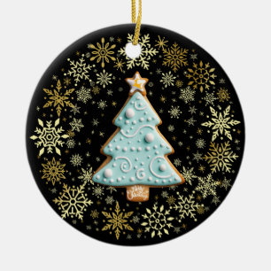 Cerâmica Biscoito de Gengibre, Ornamento de Natal Dourado