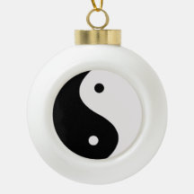 Ornamento da Árvore de Natal Yin e Yang Black & Wh