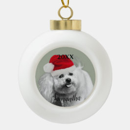 Cerâmica Bola Ornamento personalizado do cão Frise de Natal Bich