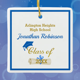 Cerâmica Boné de Formando azul e ornamento cerâmico de di